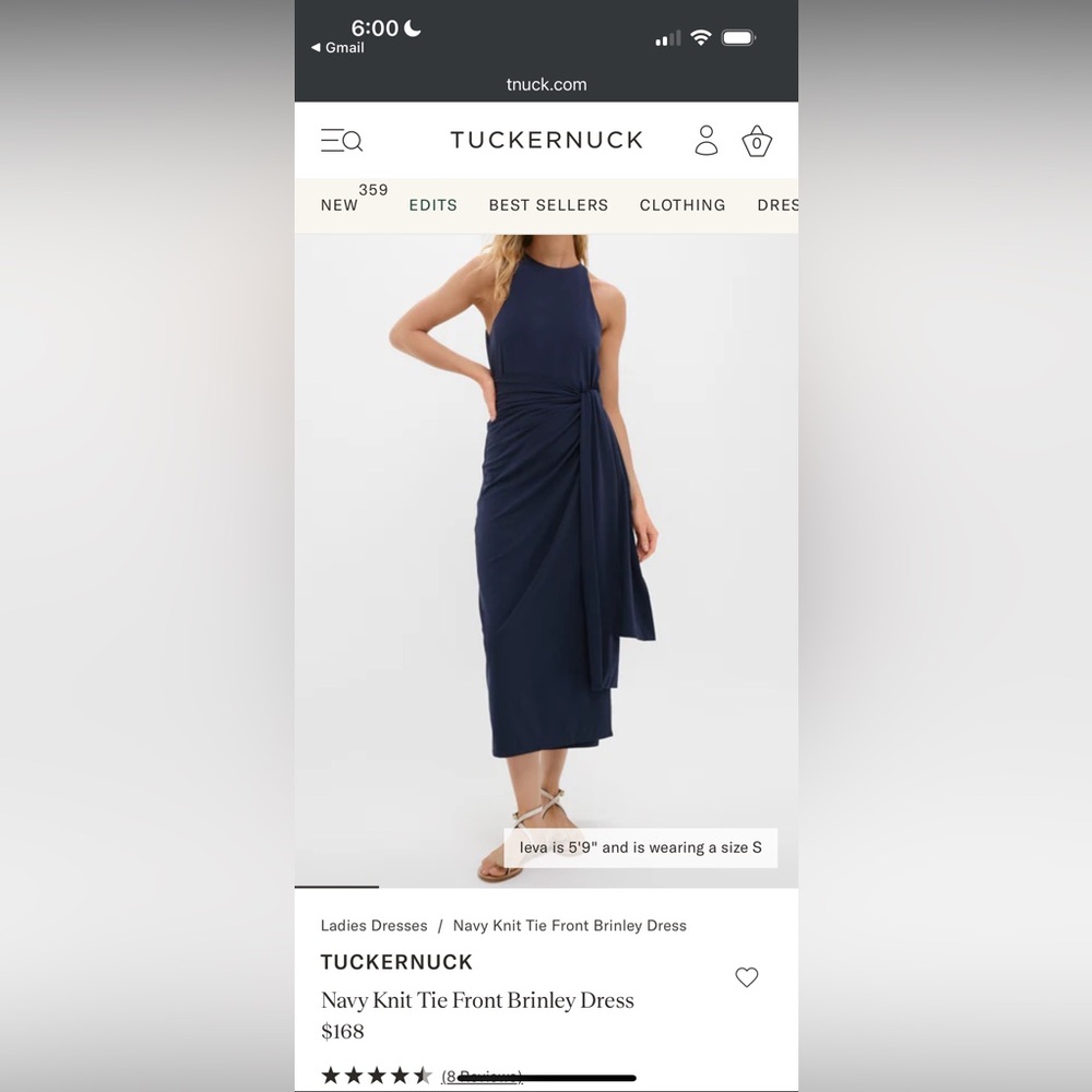 Tuckernuck Navy Knit Tie Front Brinley Dress- NEW WITH TAGS- size LARGE